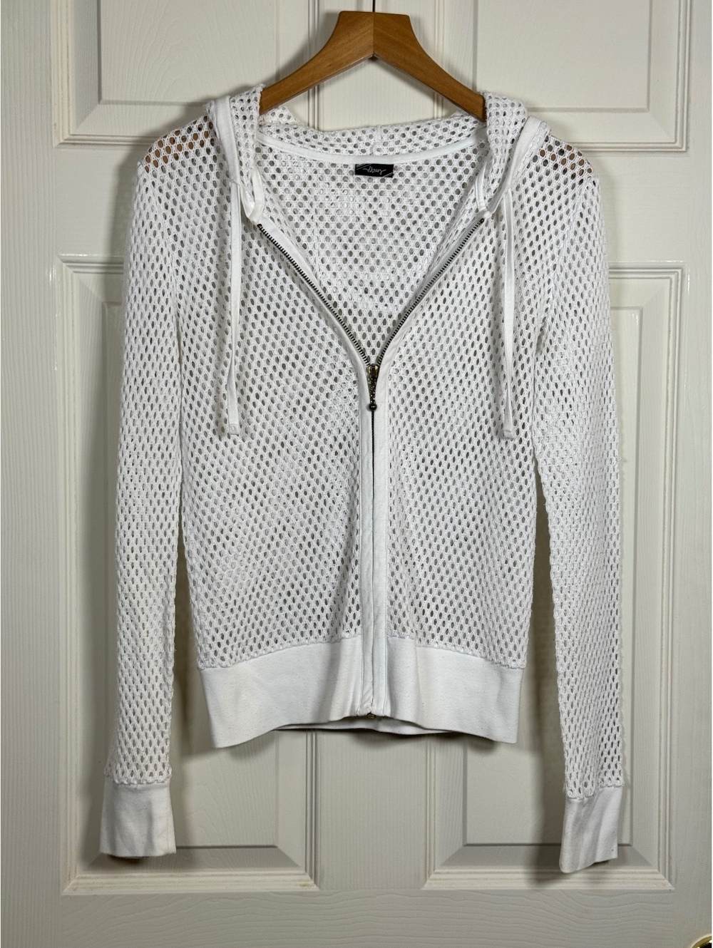 Vintage Old Navy White Mesh Zip-Up Hoodie Sweatshirt